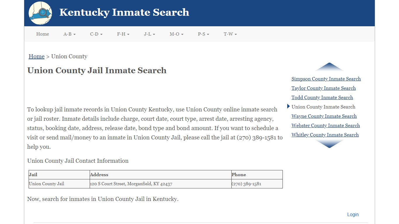 Union County Jail Inmate Search
